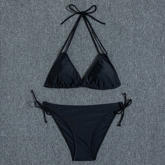 Printed Neck Lace-Up Swimsuit