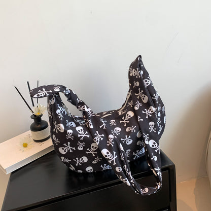 Printed Nylon Crossbody Tote Bag