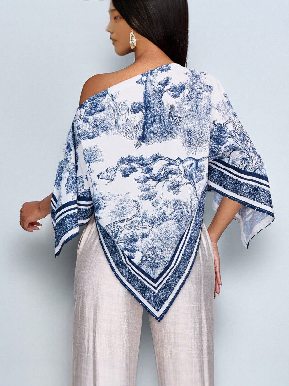 Printed Off-Shoulder Blouse