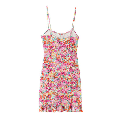 Printed Pleated Mini Dress