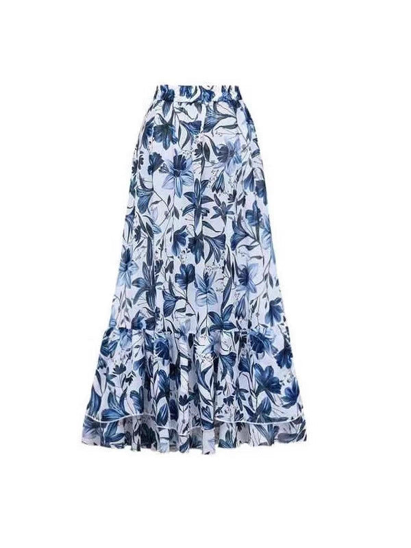 Printed Pleated Swimsuit Set