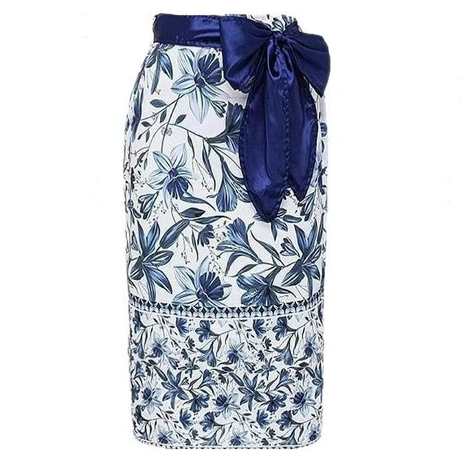 Printed Pleated Swimsuit Set