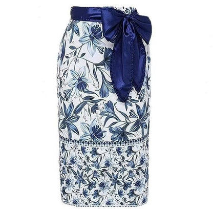 Printed Pleated Swimsuit Set