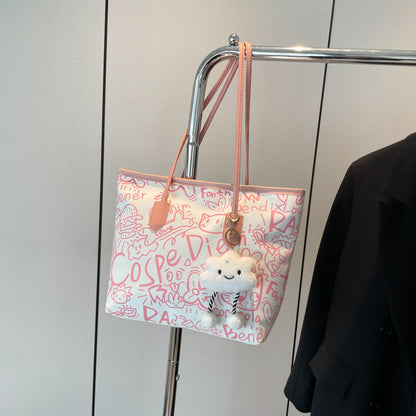 Printed PU Leather Tote Bag