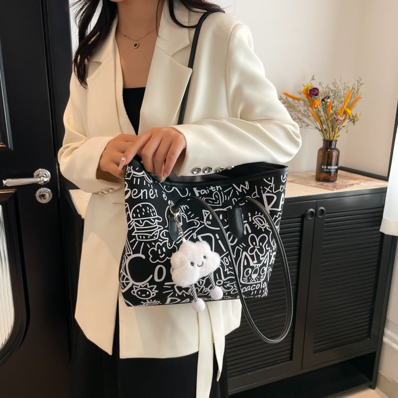 Printed PU Leather Tote Bag