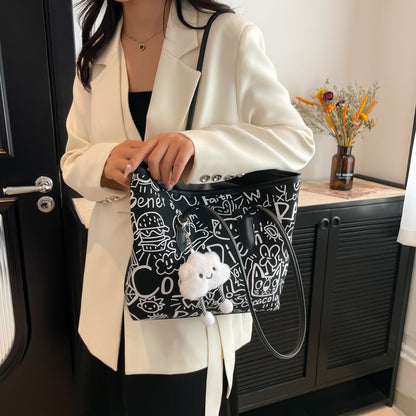 Printed PU Leather Tote Bag