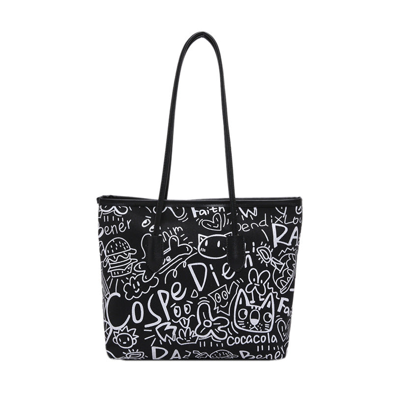 Printed PU Leather Tote Bag