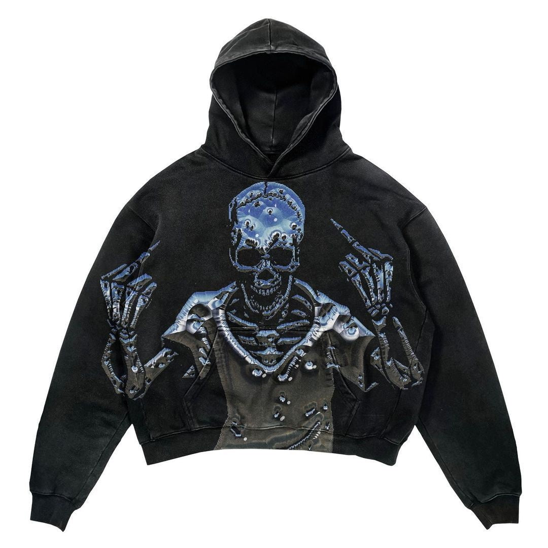 Printed Punk Design Hoodie Streetwear