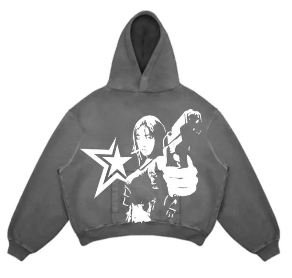Printed Punk Design Hoodie Streetwear