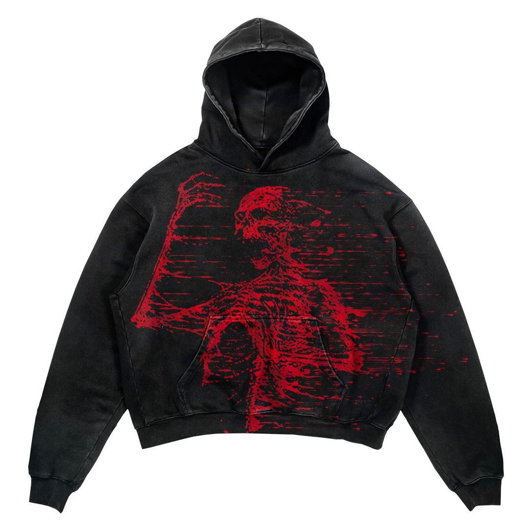 Printed Punk Design Hoodie Streetwear