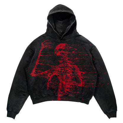 Printed Punk Design Hoodie Streetwear