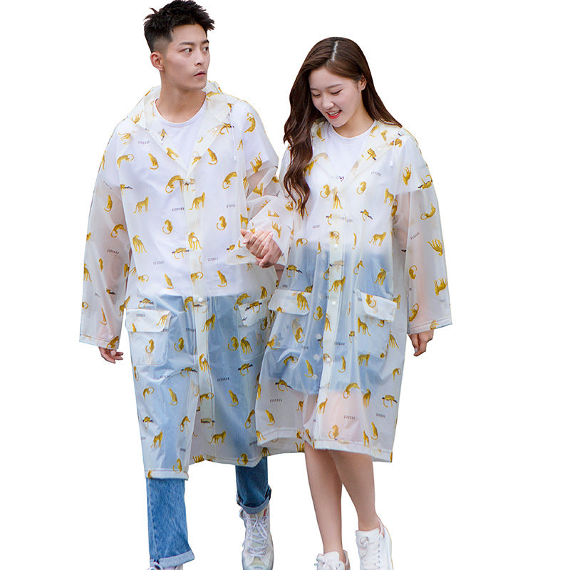 Printed Rain Poncho for Outdoor Activities