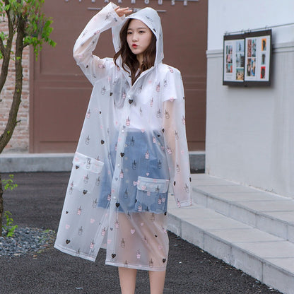 Printed Rain Poncho for Outdoor Activities