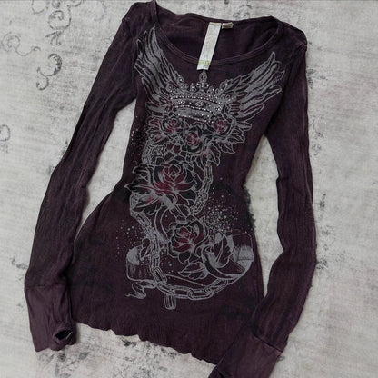 Printed Rhinestone T-Shirt