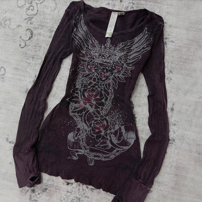 Printed Rhinestone T-Shirt