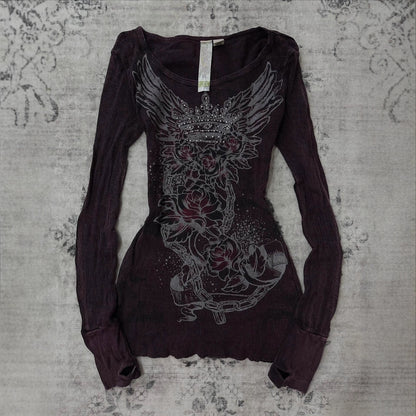 Printed Rhinestone T-Shirt