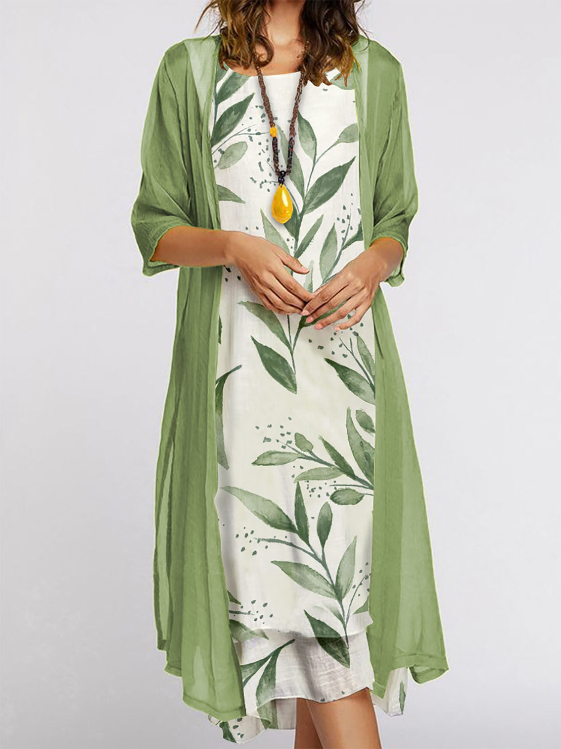 Printed round-neck dress coat for women