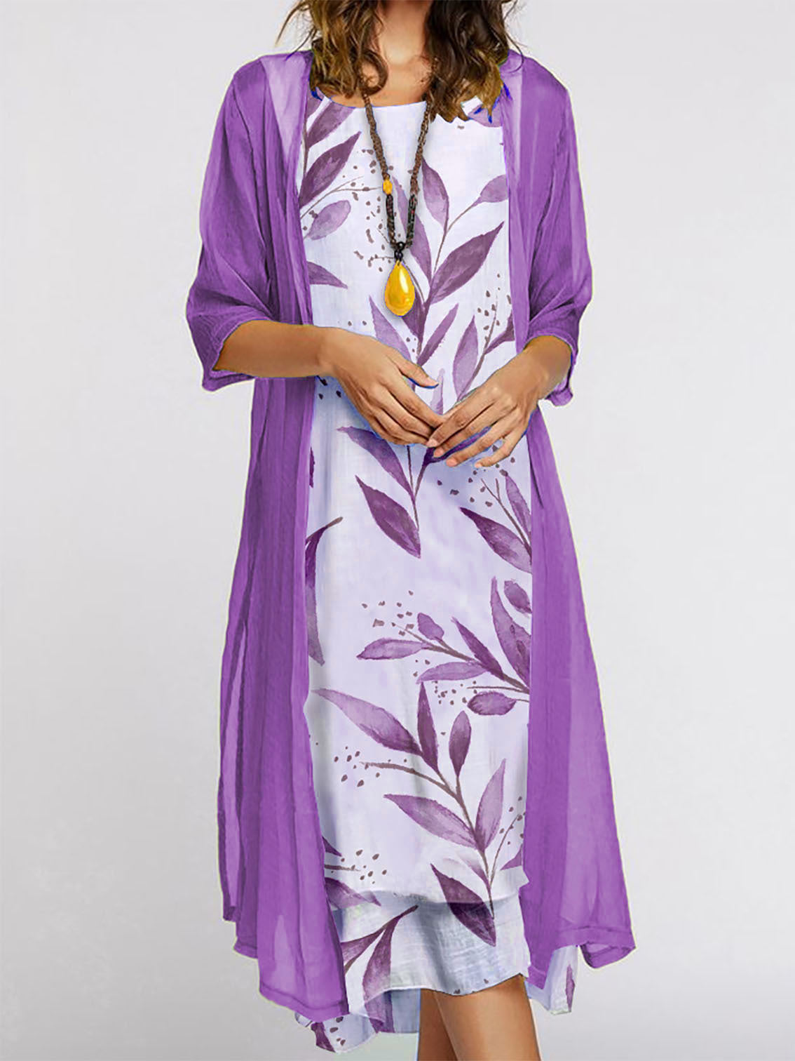 Printed round-neck dress coat for women