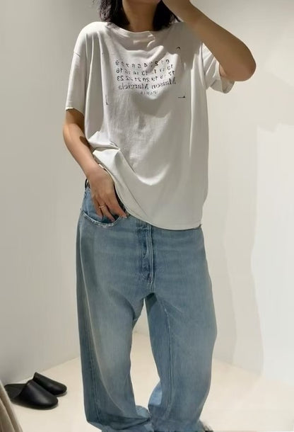 Printed round-neck short-sleeved T-shirt