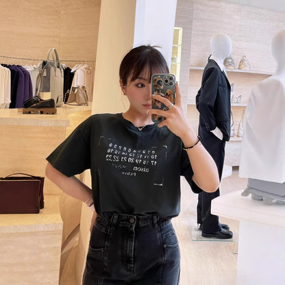 Printed round-neck short-sleeved T-shirt