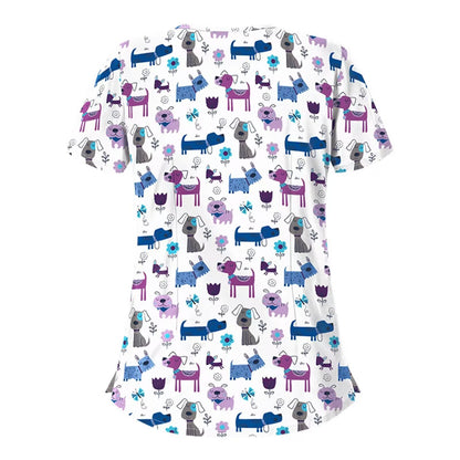 Printed Shirt V-Neck Short-Sleeved T-Shirt