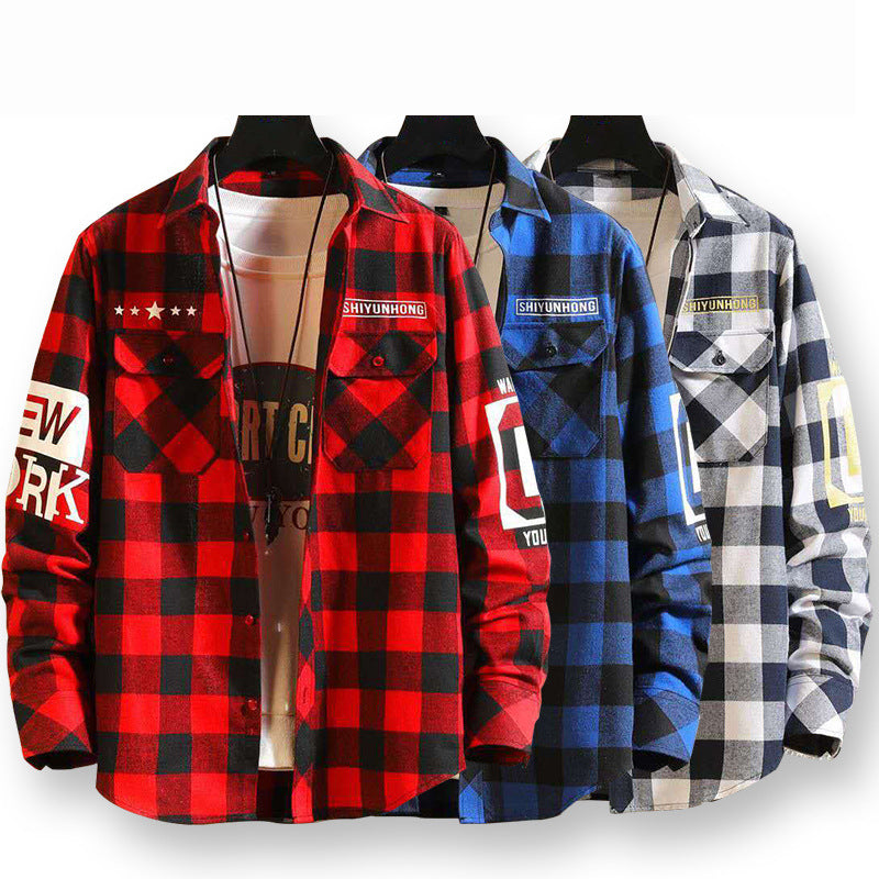 Printed shirt with large checks