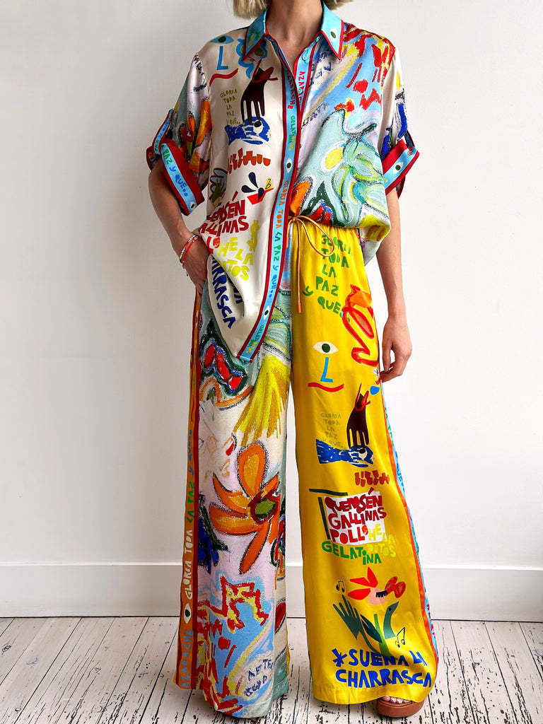 Printed Short Sleeve Casual Suit