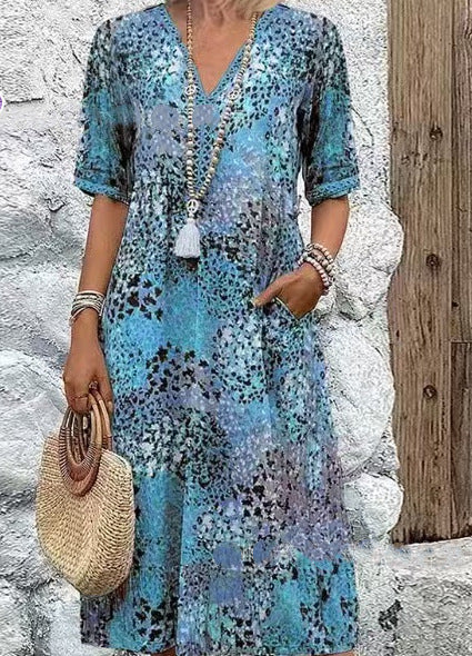 Printed Short-Sleeve Dress