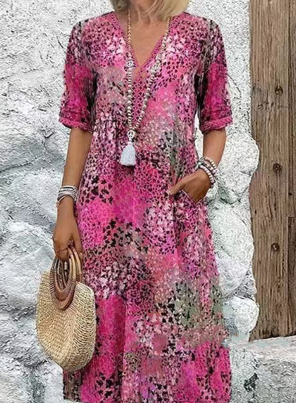 Printed Short-Sleeve Dress