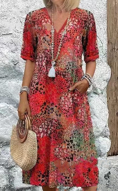 Printed Short-Sleeve Dress