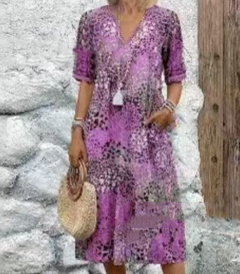 Printed Short-Sleeve Dress
