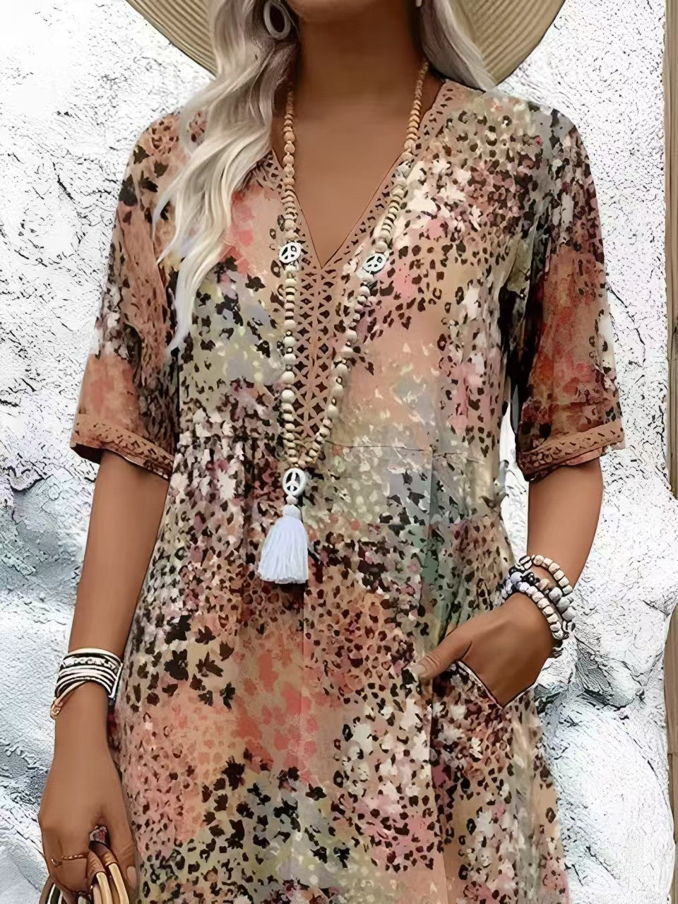 Printed Short-Sleeve Dress
