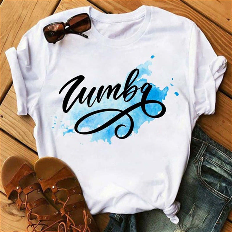 Printed short sleeve t-shirt women's top