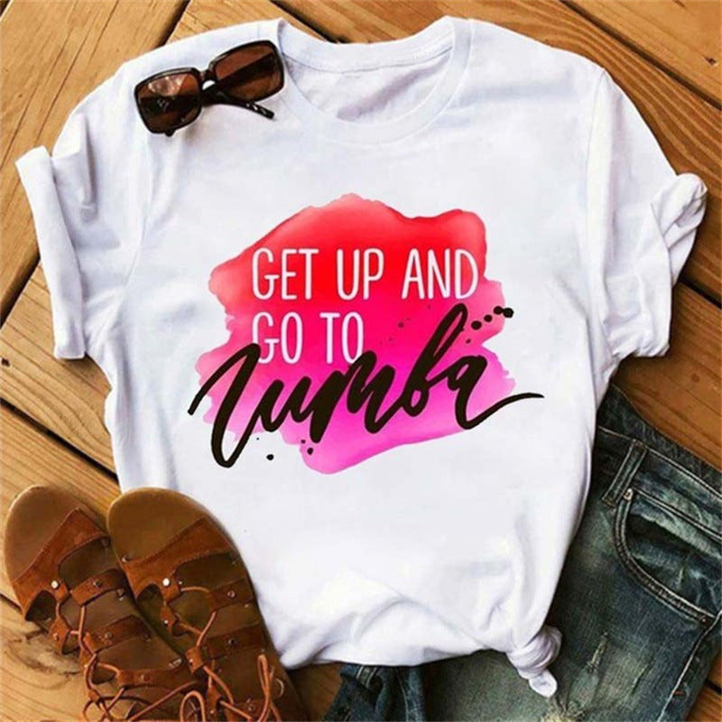 Printed short sleeve t-shirt women's top