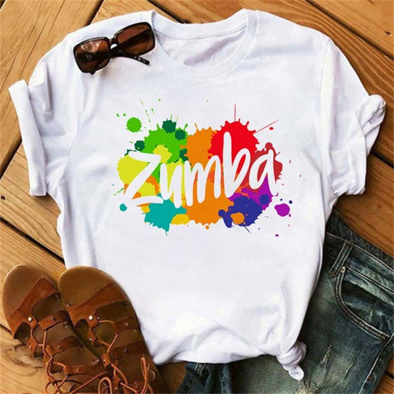 Printed short sleeve t-shirt women's top