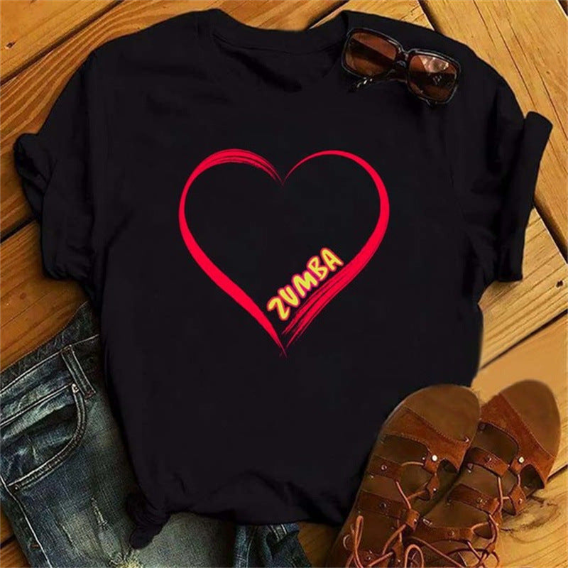 Printed short sleeve t-shirt women's top
