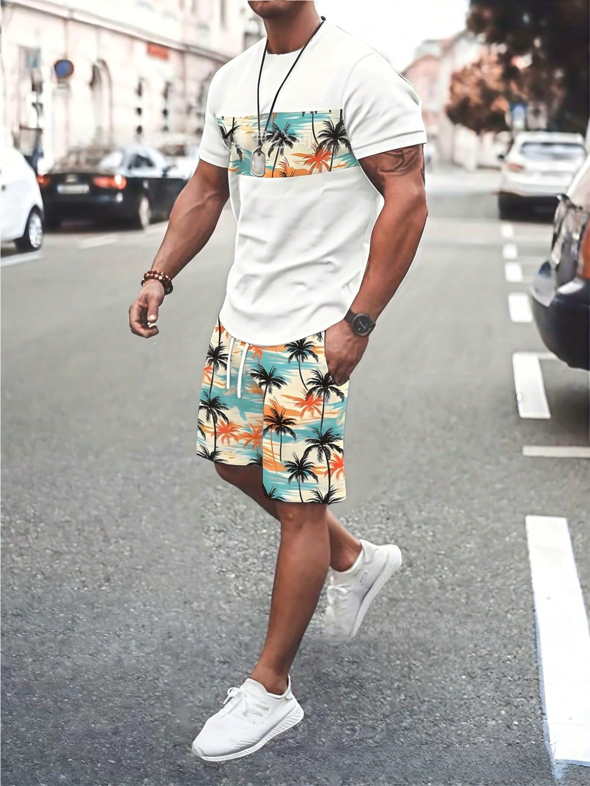 Printed short sleeves
