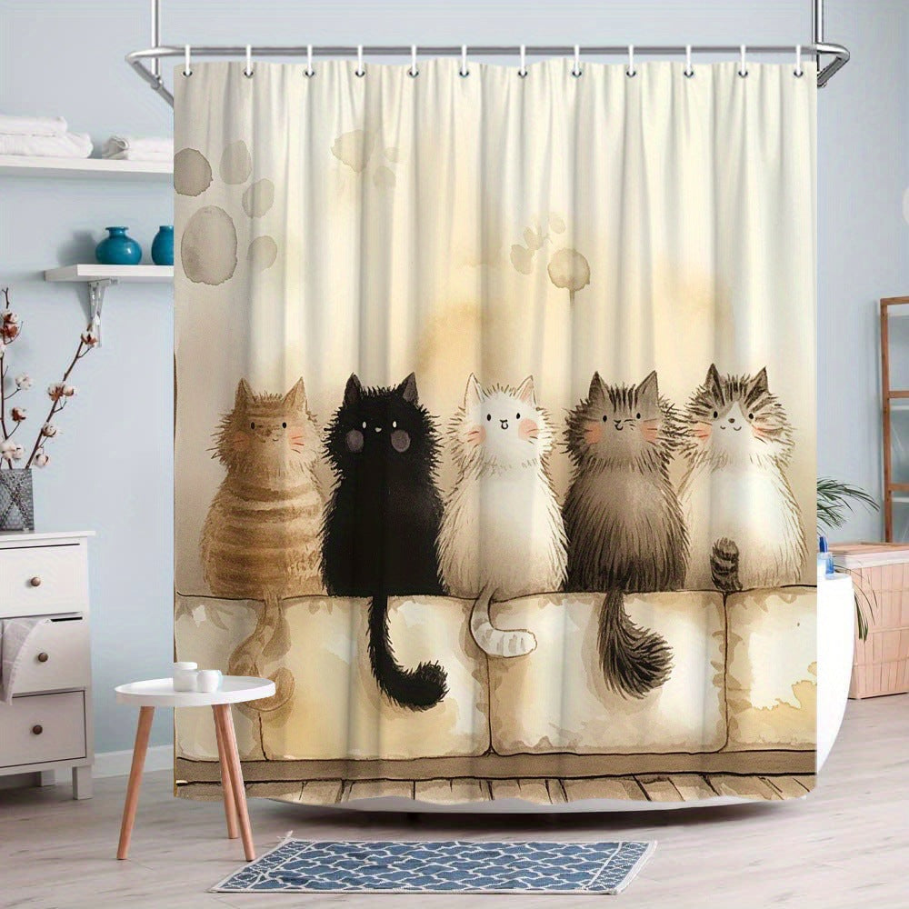 Printed shower curtain
