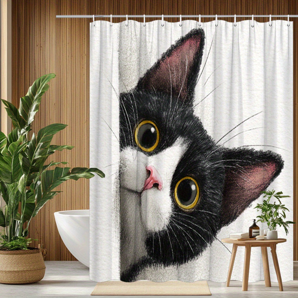 Printed shower curtain