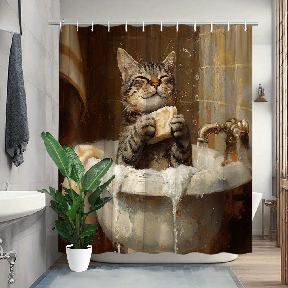 Printed shower curtain
