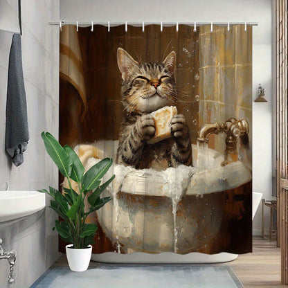 Printed shower curtain