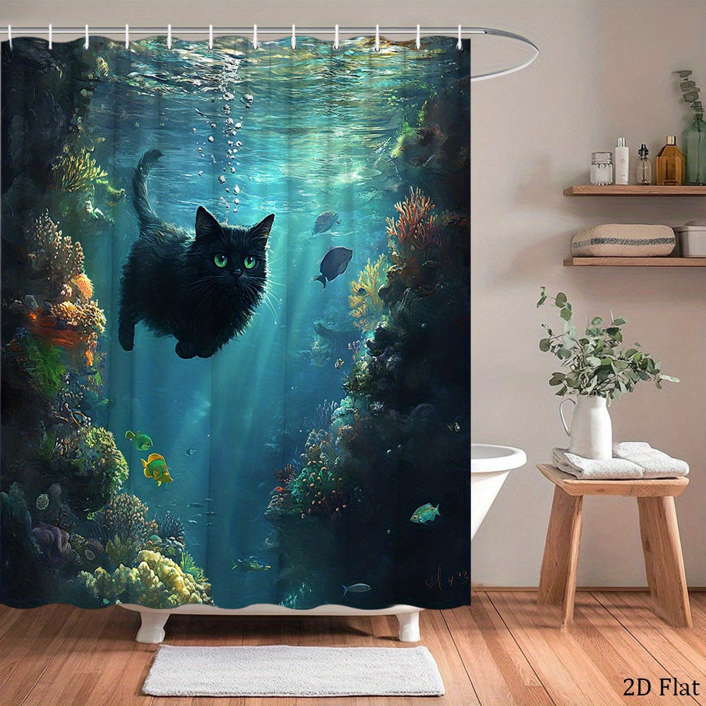 Printed shower curtain