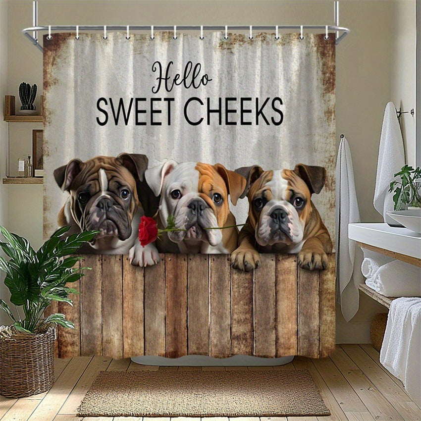 Printed shower curtain