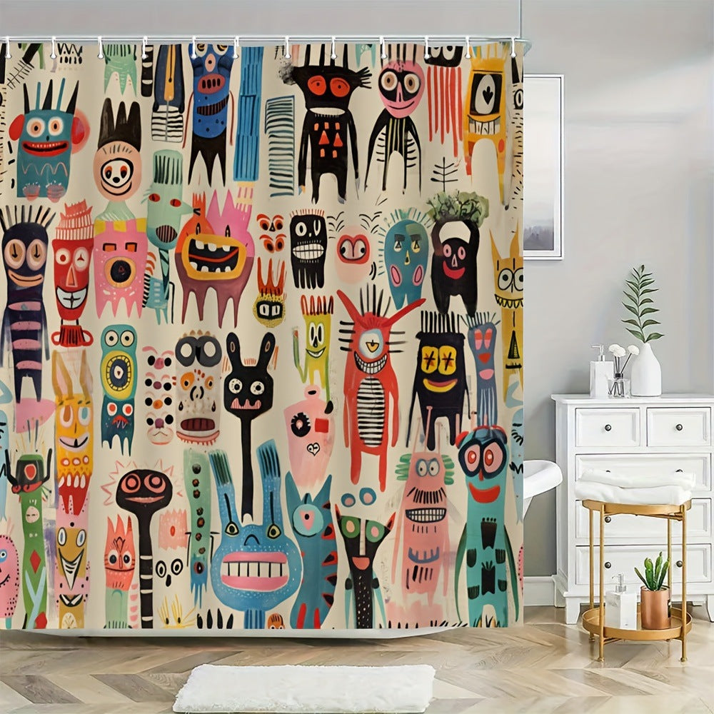 Printed shower curtain