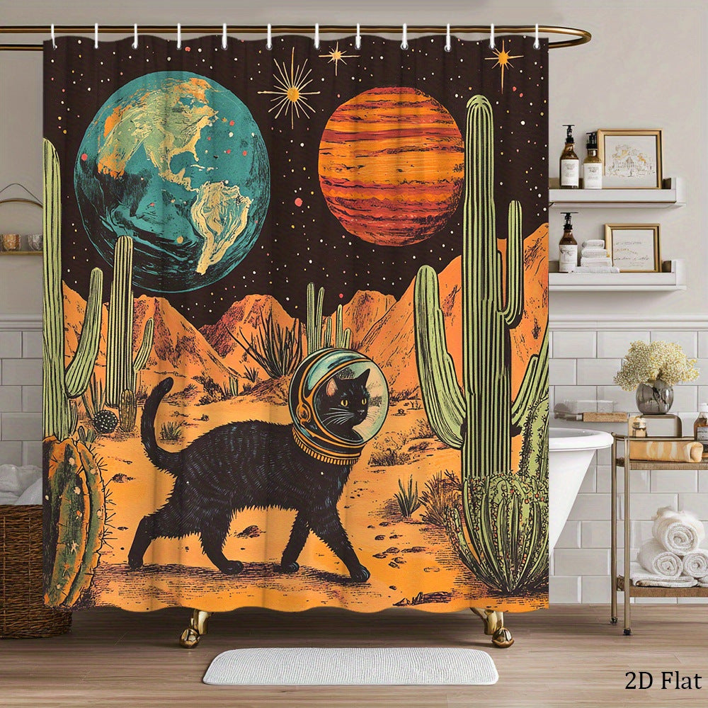 Printed shower curtain