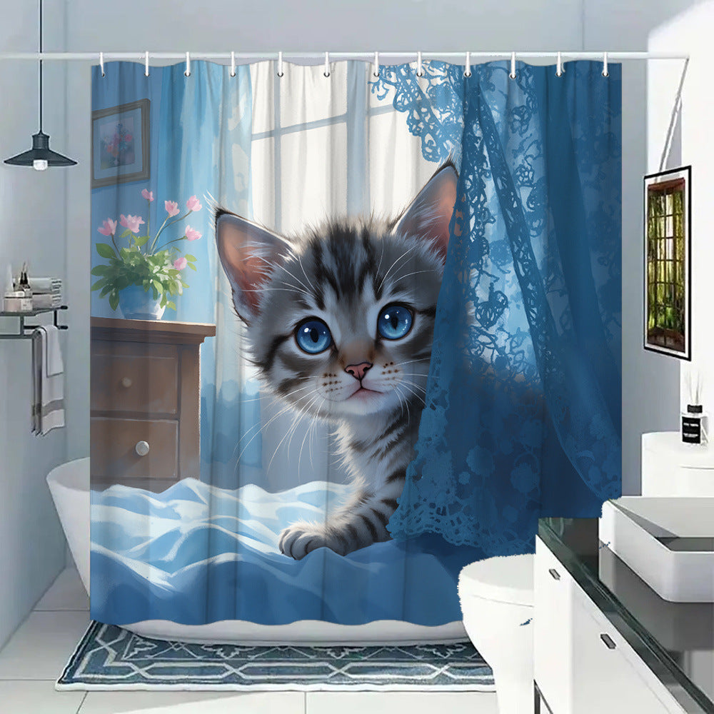 Printed shower curtain
