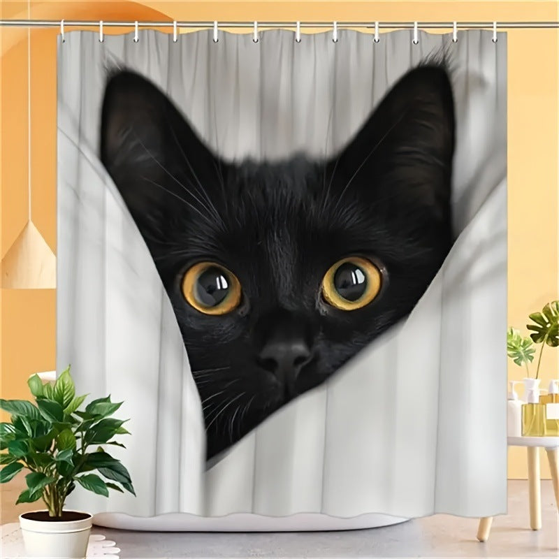 Printed shower curtain