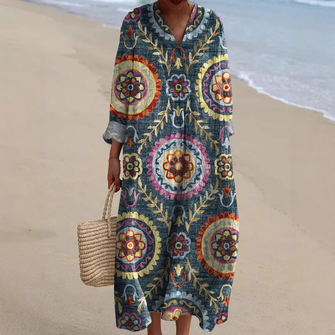 Printed Sleeve Long Skirt