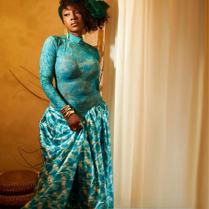 Printed Slim Fit Long Sleeve Dress