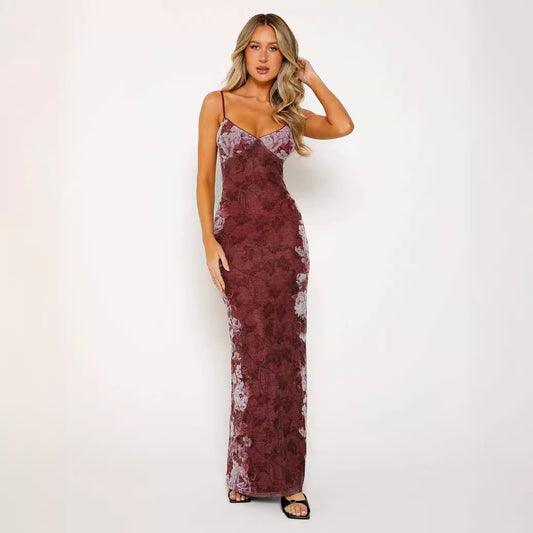 Printed Sling Dress with Slim Fit Design